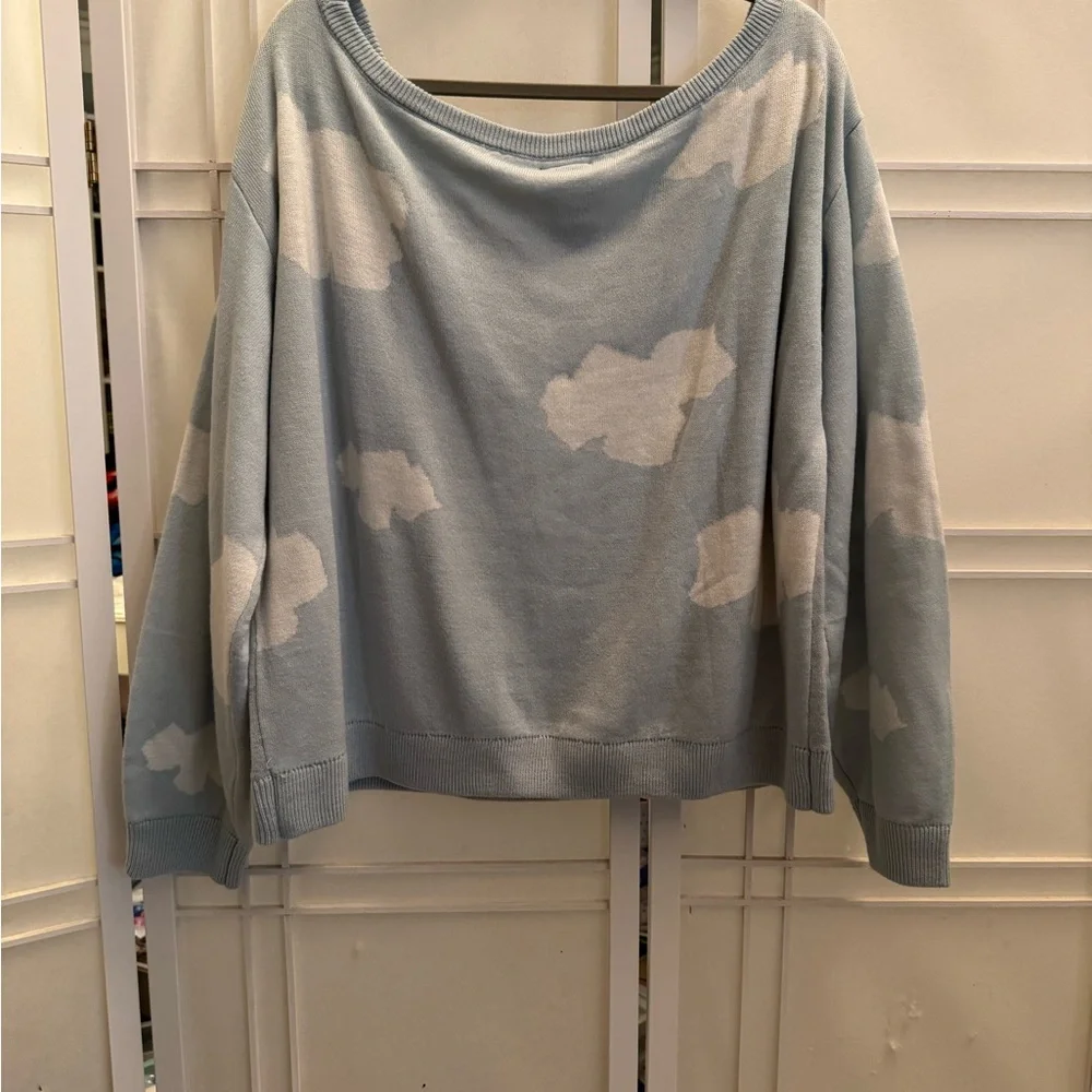 Peanuts Off-the-Shoulder Sweater - Light Blue and Red - Picture 8 of 8